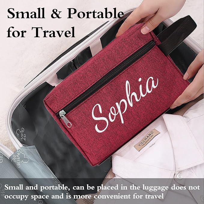 Personalized Toiletry Bag for Men, Embroidered Name Mens Toiletry Travel Bag, Waterproof Canvas Shaving Bag with Large Capacity, Custom Men Hanging Toiletries Bag for Traveling (Grey)