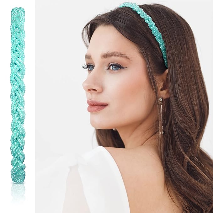 MTLEE 6 Pieces Beaded Headbands for Women Sparkly Crystal Beaded Hair Hoop Hairbands Multiple Color Hair Accessories Head Bands Christmas Gift(Vivid Colors)