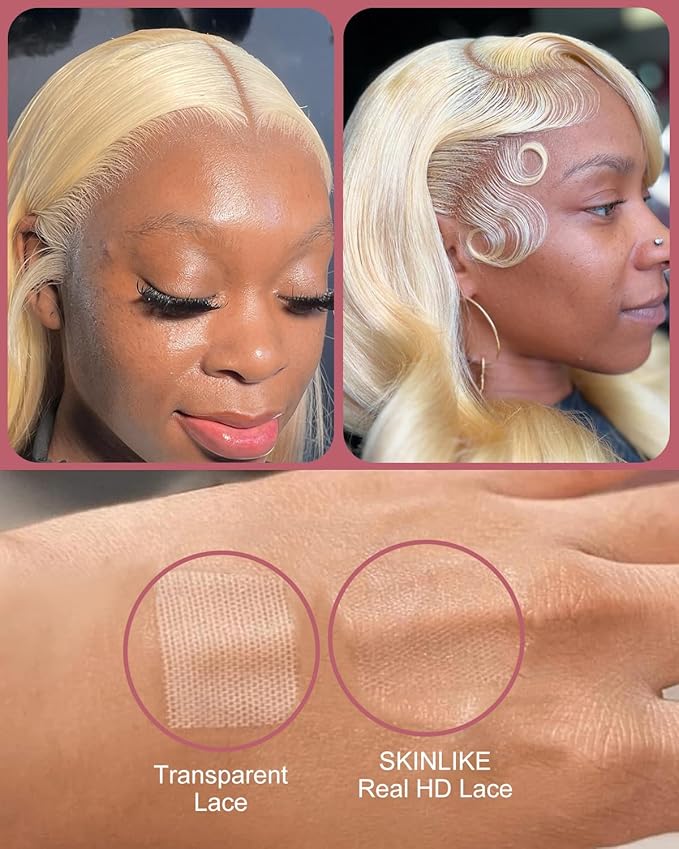 ALIDIDI MINIKNOTS Real Hd 613 13x6 Lace Front Wig Human Hair Pre Plucked Bleached Knots 200% Density 0.10mm Ultra-Thin Invisible Lace Blonde Wig Human Hair Straight For Women 20 Inch
