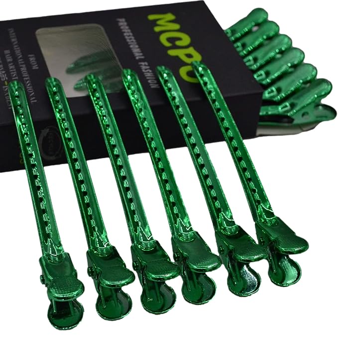 12 Pcs Metal Duckbill Hair Clips for Hair Sectioning Alligator Hair Clips for Styling Dividing Duck Bill Clips with Anti-Slip Holes Salon Barber Styling Tools