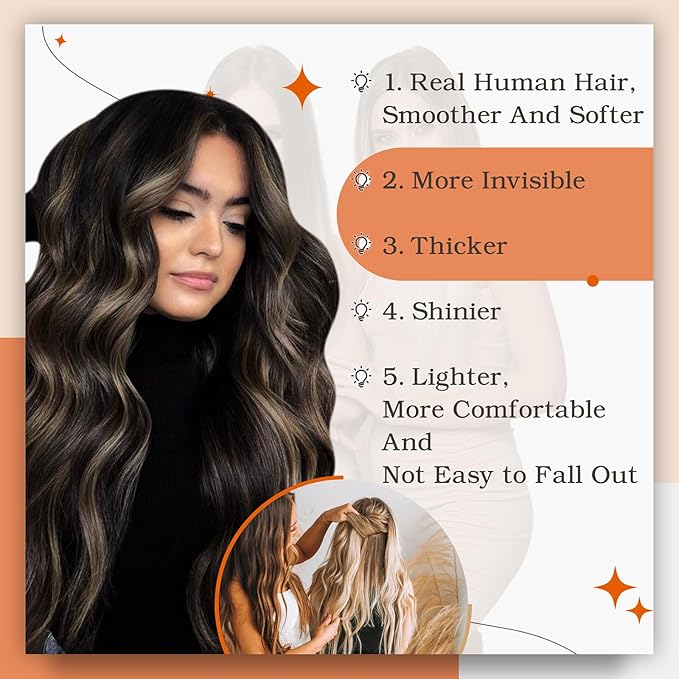 Full Shine Tape in Hair Extensions Color 1B Black Ombre 27 Blonde And 1B Remy Human Hair Tape in Extensions 22Inch Seamless Invisible Extension 100G 40Pcs for Women Natural