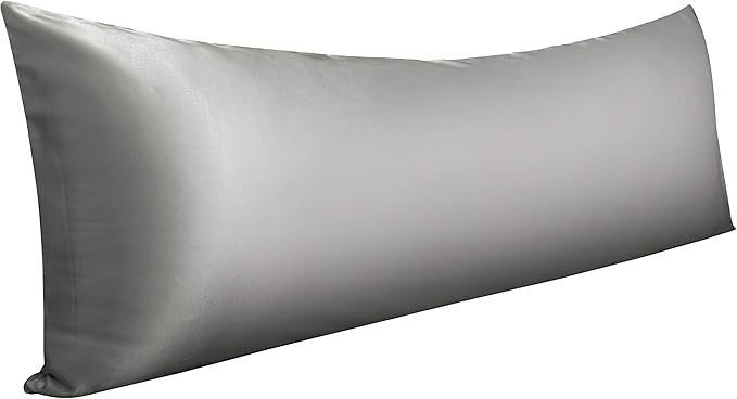 NTBAY Satin Body Pillowcase for Hair and Skin, Luxurious and Silky Pillow case with Envelope Closure, 20x54 Inches, Grey
