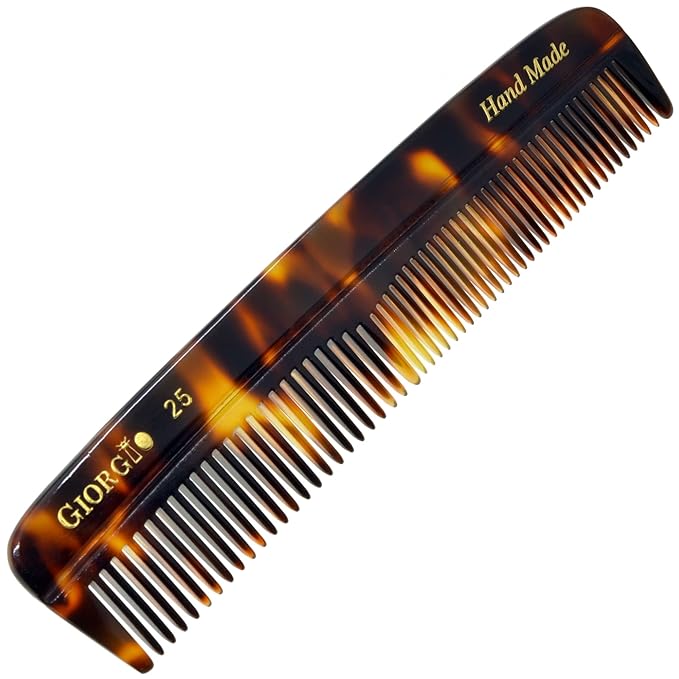 Giorgio G25 FineTooth and WideTooth Pocket Comb - Hair Styling Comb for Men and Women, Handmade Beard Combs for Men, Barber Combs, for Grooming,Saw Cut and Polished