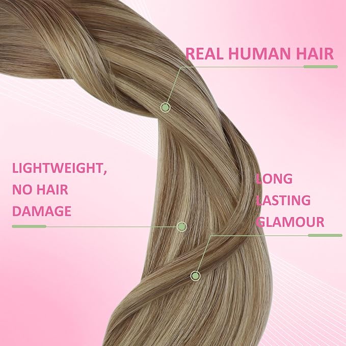 YoungSee Human Hair Tape in Extensions Balayage Tape in Hair Extensions Human Hair Light Brown Ombre Blonde Tapes ins Hair Extension Silky Straight 20 Inch Seamless Tapein Hair Extension 20pcs 50g