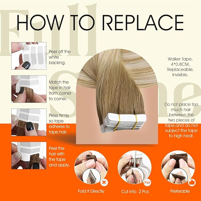 Full Shine Balayage Tape in Hair Extensions Human Hair 6/27/60 Human Hair Tape in Extensions Seamless Tape ins Human Hair Extensions for Women PU Real Human Hair Extension 20pcs 14Inch 50g
