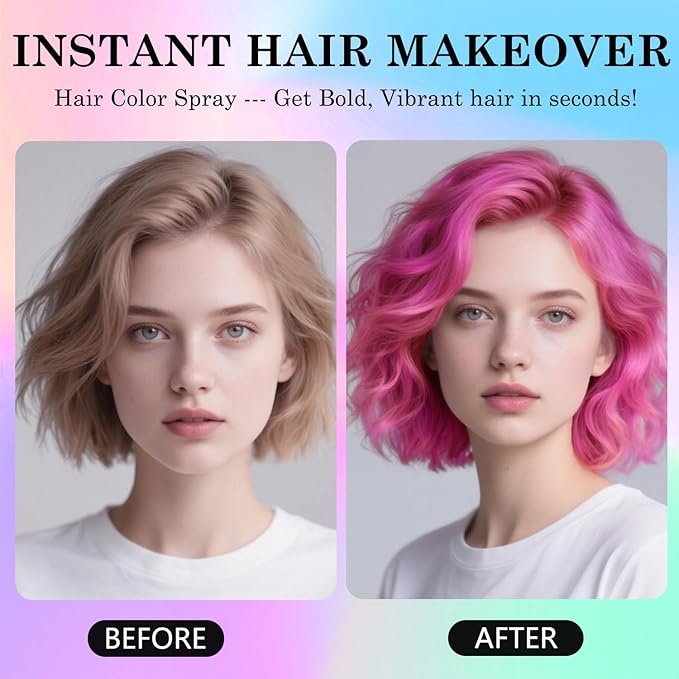 Pink Temporary Hair Color Spray for Kids Women, One-Day Temporary Hair Dye Spray Washable Hair Color Wax Non-Sticky For Cosplay DIY, Party, Christmas, Halloween, Crazy Hair Day (Pink)