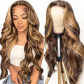 Body Wave Lace Front Wigs Human Hair Pre Plucked 180% Density 13x6 HD Lace 16 Inch P4/27 Honey Blonde Frontal Wigs for Black Women Glueless Ombre Lace Front Wig