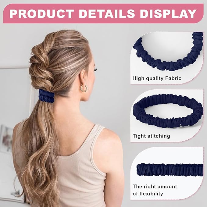 6Pcs Silk Hair Ties Small 22 Momme 100% Pure Mulberry Silk Scrunchies for Women Girls Thin Skinny Hair Sleep Scrunchies No Damage(Color 11)