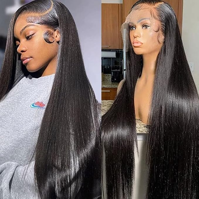 Lemoda 26Inch Full 13x6 SKINLIKE Real HD Lace Frontal Wigs 200% 15A 13x6 Straight Virgin Human Hair Full Lace Frontal Wigs Invisible 0.1mm Ultra-thin Frayed Ends Lace Front Wig Pre Plucked Tiny Knots