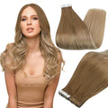 Full Shine Tape in Hair Extensions 22Inch Double Sided Tape in Hair Ombre Color 10 Golden Brown Fading to 14 Dark Blonde Real Hair Extensions 50G 20Pcs Seamless Skin Weft Remy Tape Extension for Women