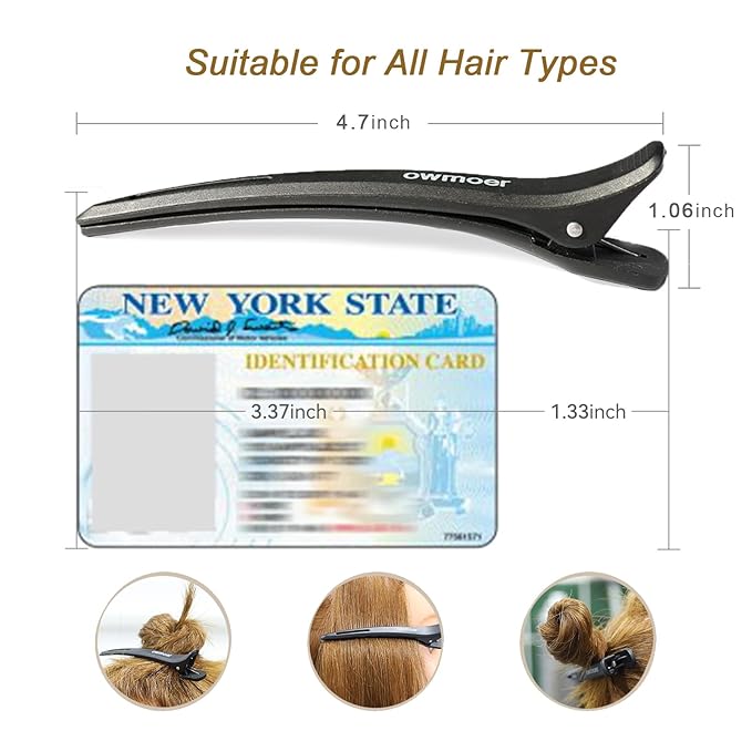 Professional Hair Clips For Styling,With Anti Slip Teeth Duck Billed Hair Clip,6pcs Upgraded Non deformable professional hair clips For Salons Men And Women Long Hair,Black 4.7Inch Long