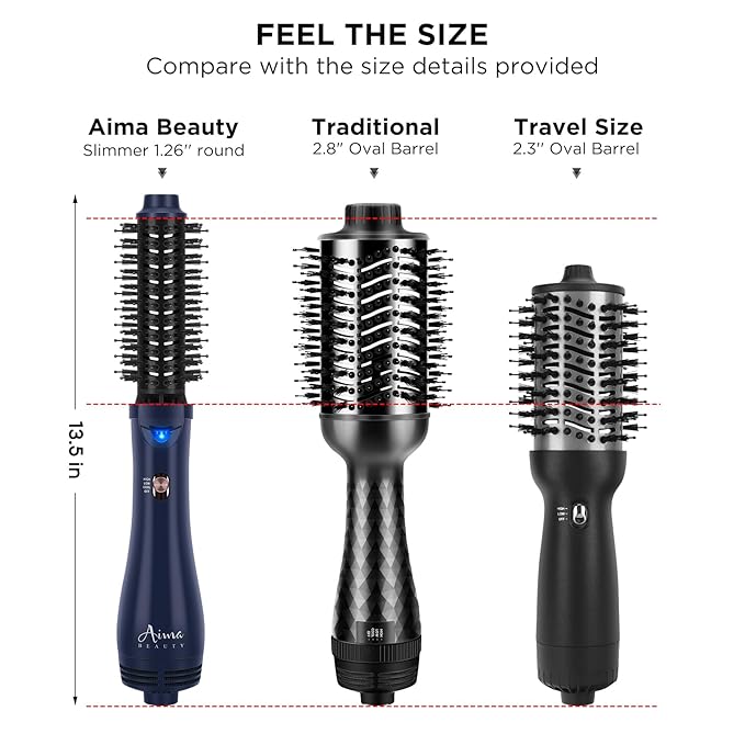 Hair Dryer Brush, Aima Beauty 4-in-1 Upgrade Hot Air Straightener Curler Function for Women, Hair Styling Tools, Prussian Blue-Round