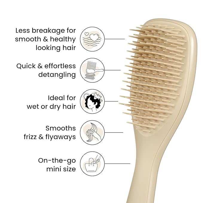 Tangle Teezer Ultimate Detangler Hairbrush, Eliminates Knots & Reduces Breakage, Mini Hair Brush for Travel, Small Hands & All Hair Types, Oat Cream