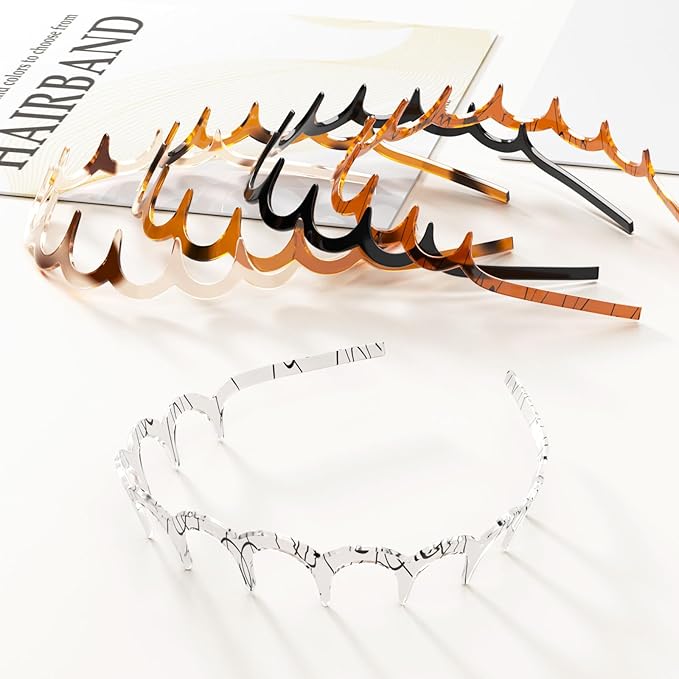 5Pcs U Shape Fashion Tooth Hair Comb Headband, High Cranium Head Bands for Women's Hair, Wavy Teeth Hairs Hoop, Vintage High Cranium Hairband for Women (5Pcs Mix, One Size)