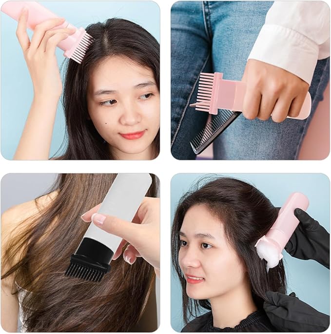 3pcs Hair Coloring Applicator Bottles with Root Comb and Graduated Scale Lightweight Portable Hair Dyeing Oil Applicator for Home and Salon Use