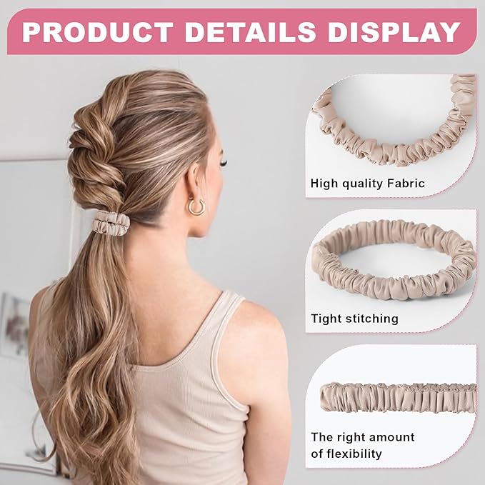 6Pcs Silk Hair Ties Small 22 Momme 100% Pure Mulberry Silk Scrunchies for Women Girls Thin Skinny Hair Sleep Scrunchies No Damage(Color 12)