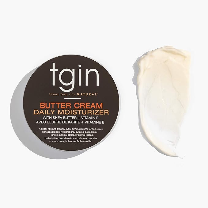 tgin Butter Cream Daily Moisturizer - Curly Hair Products With Deep Hydration for Soft, Defined Curls - Hair Products for Twist Out Styling, Frizz Control and Shine - 12 oz for Type 3B-4C