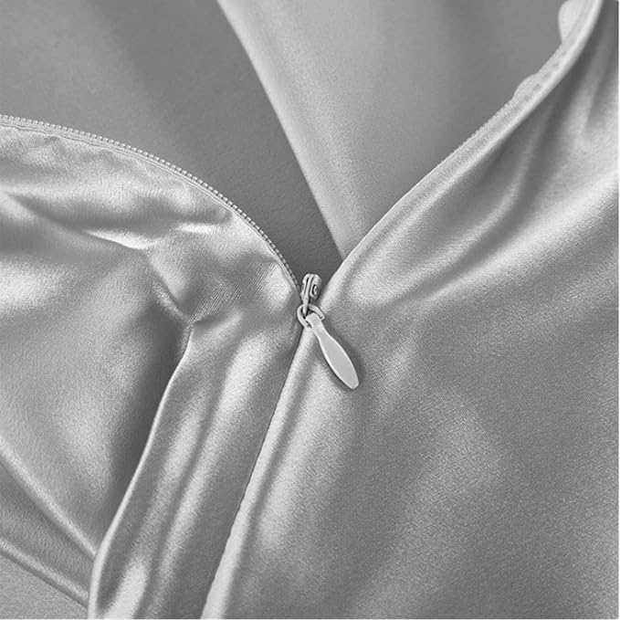 Gray Mulberry Silk Pillowcase King Size for Beauty Sleep - 22 Momme Hypoallergenic Silk Pillowcase for Hair and Skin, Zippered Closure, King Size Pillow Cases,1 Pc 20"x36" (King, Grey)