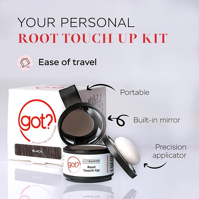 Got? Roots - Pigment Infused Root Touch Up Kit for Light Brown Hair - Temporary Thinning & Gray Cover Up, Brow Filler & Hairline Powder - 0.14 OZ Tub
