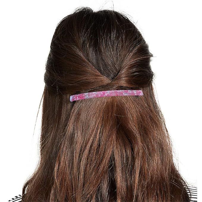 Long French Hair Barrettes 4 Inch Large Hair Clips for Women Thick Hair Automatic Clasp Clamp Pins Resin Nonslip Grip Ponytail Holders, Stylish Hair Accessories Blue Green Pink 3 Pack