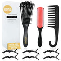Hair Brush set for Curly, Detangling Hair Brush for Afro America/African Hair Textured 3a to 4c, Detangler Brush for Women Men Kids Styling Defining (Black)
