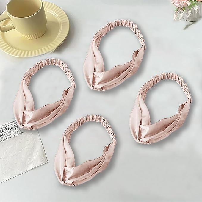 4PACK Womens Silk Headband Satin Headbands Silky Hairband Wide Head Bands Hair Wrap Fashion Hairbands Accessories