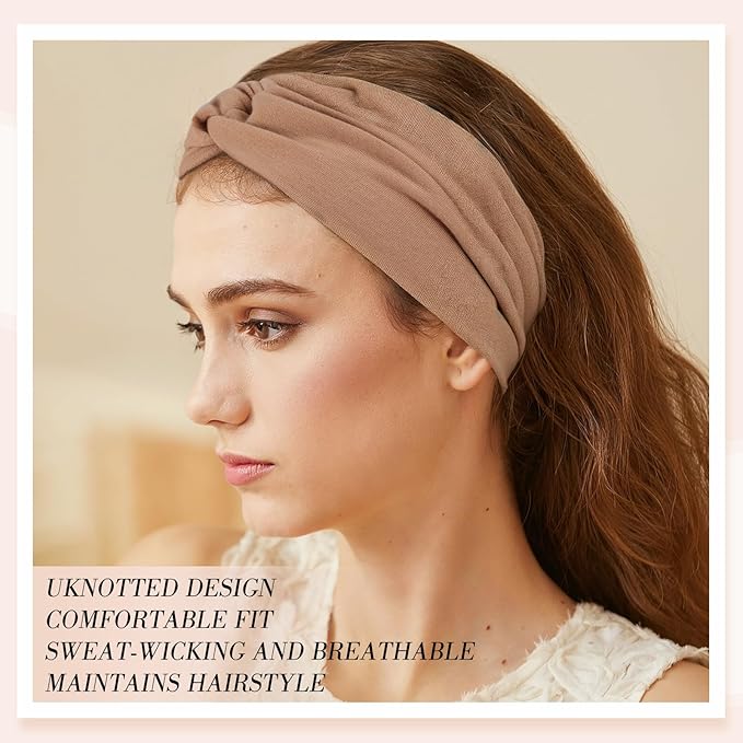 obeoby 6 Pcs Wide Headbands for Women, Twisted Hair Bands Large African Wide Hair Wrap Non Slip