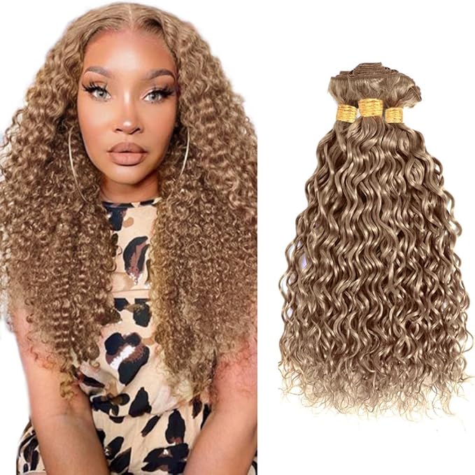 Ash Blonde Bundles Human Hair Color #22 Water Wave Bundle Niegmeag Brazilian Virgin Hair 3 Bundles 14 16 18 Inch Grey Blonde Wet and Wavy Bundle 300g