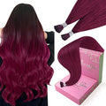 YoungSee I Tip Hair Extensions Magenta 25s Itips Hair Extensions Human Hair Red 25g Color I Tip Extensions Long Hair 24 Inch Remy Real Human-Hair Red for Play Highlights