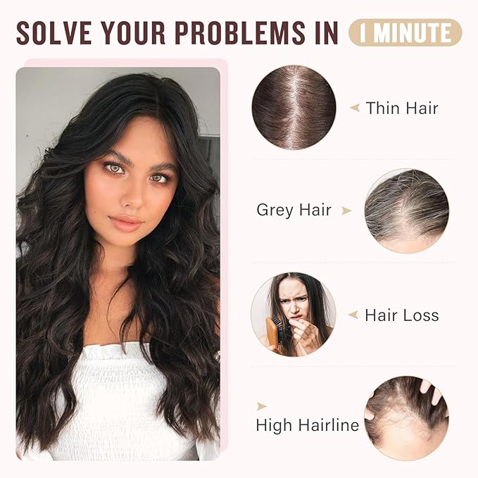 Hairro 18 Inch Long Hair Toppers Wavy with Side Bangs for Women, Clips In Synthetic Hairpieces Capless, for Adding Volume/Birthday/Party/Halloween/Cosplay Dress Up, Grey Mixed Light Blonde