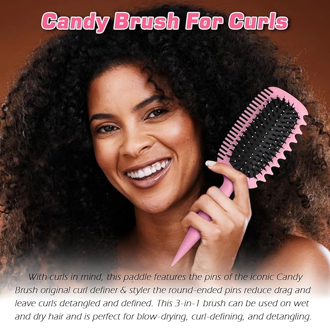Candy Brush Curl Defining Hair Brush for Effortlessly Detangling Shaping and Styling Curls, Curl Brushes with EdgeLift for All Wet or Dry Hair Types for Women and Girl, Reduce Pulling and Frizzing