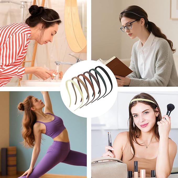 6 Pack No Pressure Headbands for Glasses Wearers - Flexible Non-Slip Hairbands, Matte Plastic with Teeth, for Women & Girls, Comfortable No Pressure, Ideal for Daily Use, Makeup & More
