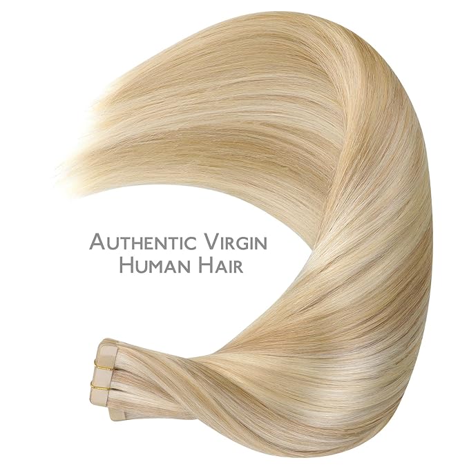 WENNALIFE 40pcs Tape in Hair Extensions Human Hair, 80g 12 inch Dirty Blonde Highlighted Bleach Blonde Hair Extensions Real Human Hair Straight Tape in Extensions Invisible Human Hair Extensions