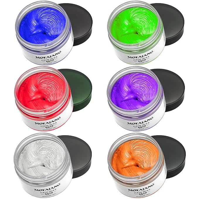 Temporary Hair Color Chalk, Hair Wax Color For Gifts, Birthday,Party, Cosplay DIY, Halloween, Christmas (6, Red Orange Purple Blue Green Gray)