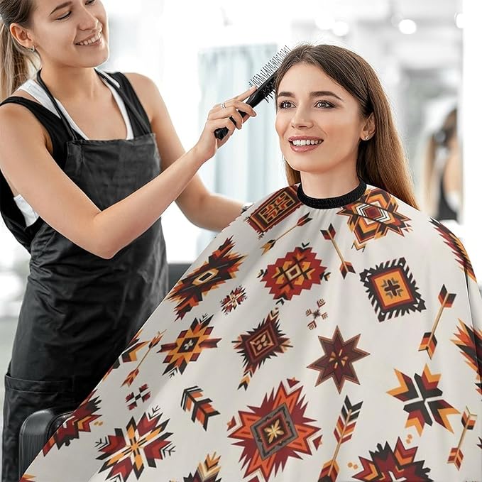 Extra Long Hair Styling Cape, Professional Hair Cutting Apron Navajo Aztec Pattern Shampoo Cutting Household Capes Wrap for Hair Cutting Styling