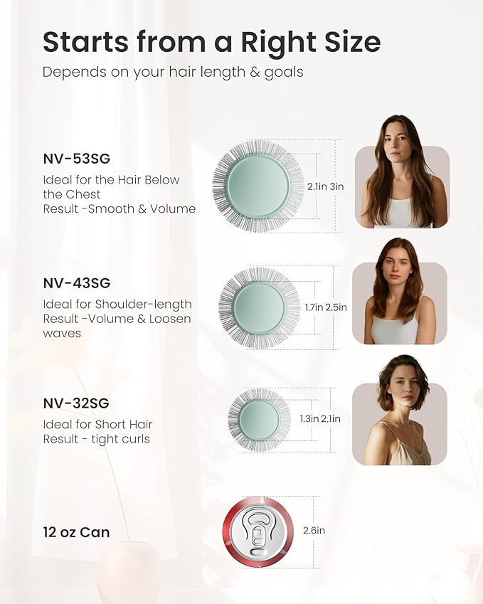 AIMIKE NaturaVol Round Brush for Blow Out, Round Hair Brush Nano Thermal Ceramic & Ionic Tech, for Blow Drying & Salon-like Styling at-home, Maximum Volume Shine - 1.7” Barrel, 2.5” w/Bristle