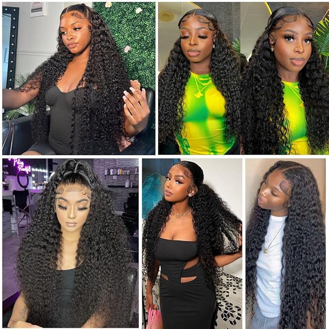 Deep Wave Lace Front Wigs Human Hair 180% Density Curly Lace Front Wig Human Hair Wet and Wavy Wig 13x4 HD Lace Frontal Wigs 20 Inch Glueless Curly Wigs for Black Women Pre Plucked