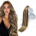 Sunny Hair Tape in Hair Extensions Real Human Hair Invisible Remy Hair Extensions Tape ins for Women Dark Brown Highlight Caramel Blonde 20 inch 20Pcs 50G