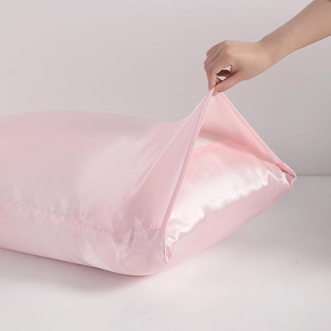 NTBAY Satin Body Pillowcase for Hair and Skin, Luxurious and Silky Pillow case with Envelope Closure, 20x54 Inches, Light Pink