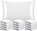 NTBAY 12 Pack Satin Standard Pillowcases for Hair and Skin, Luxurious and Silky Pillow Cases with Envelope Closure, 20x26 Inches, White