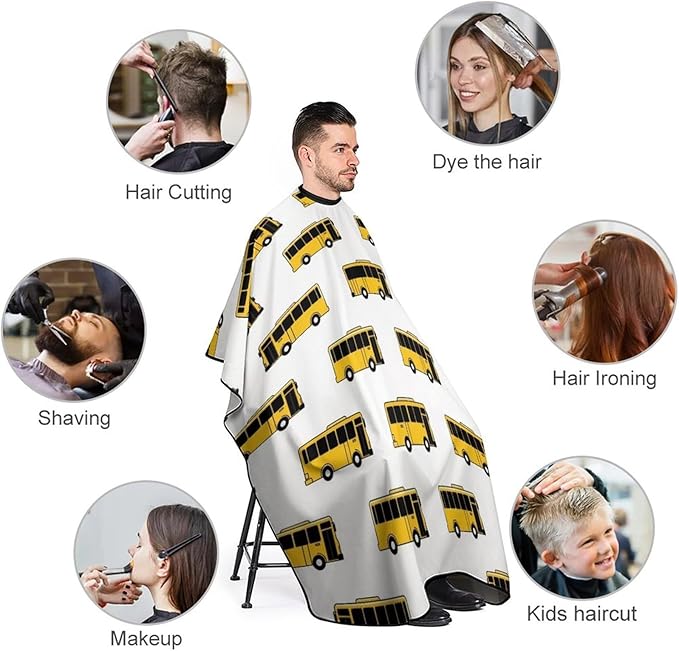 Adjustable Salon Cape, Dyeing Salon Apron School Bus Shampoo Cutting Household Capes Wrap for Hair Dye