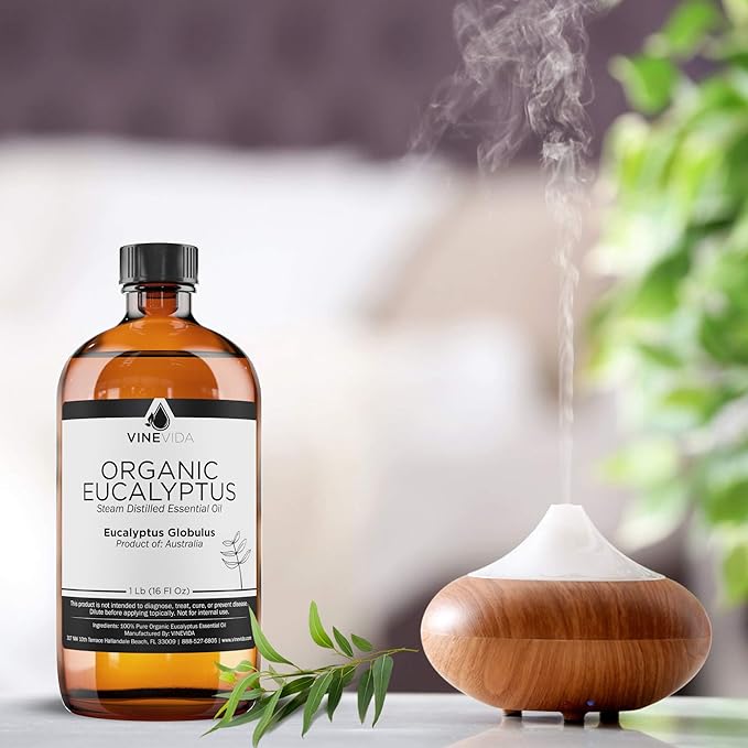 VINEVIDA Organic Eucalyptus Essential Oil 16 oz - Undiluted, Pure, Vegan, and Sustainable