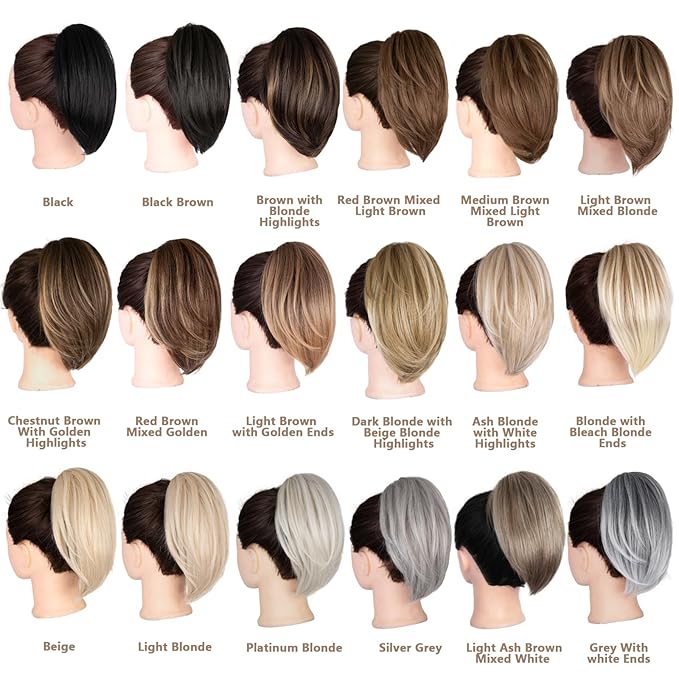 Claw Clip Ponytail Extension - 10 Inch Short Ponytail Extension, Straight Pony Tails Hair Extensions, Synthetic Hair Extensions Ponytail, Clip On Ponytails for Women (Medium Brown Mixed Light Brown)
