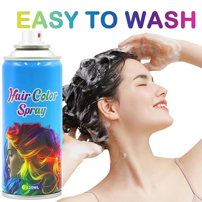 Blue Hair Spray, Temporary Hair Color Spray for Women, Men, Kids, One-Time Use Washable Hair Dye, Natural Hair Color Wax for Christmas, Hallowen, Cosplay, Festival Party Costume Makeup, DIY (Blue)