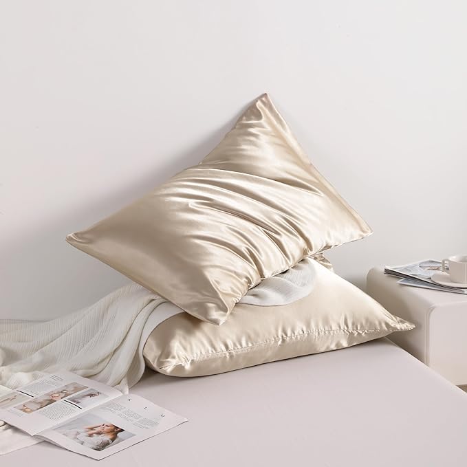 NTBAY 2 Pack Satin King Pillowcases for Hair and Skin, Luxurious and Silky Pillow Cases with Envelope Closure, 20x36 Inches, Taupe
