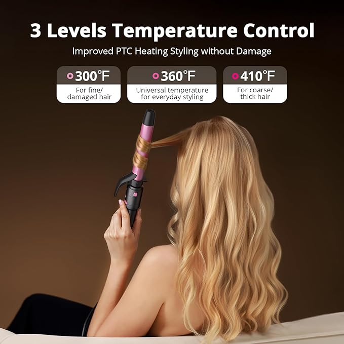 5 in 1 Automatic Rotating Curling Iron Set, CrazyMar Curling Wand Set - 5 Barrels (3/4,1,1/4 Inch) Dual Voltage Curling Wand for Professional Hair Styling, Travel, Ceramic Coating, Women Gifts
