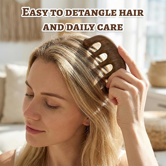 Wooden Scalp Massager Comb, Wide Tooth Comb, Scalp Massager Hair Growth with Scalp Massager and Wooden Scalp Massager Tool（Random shipment）