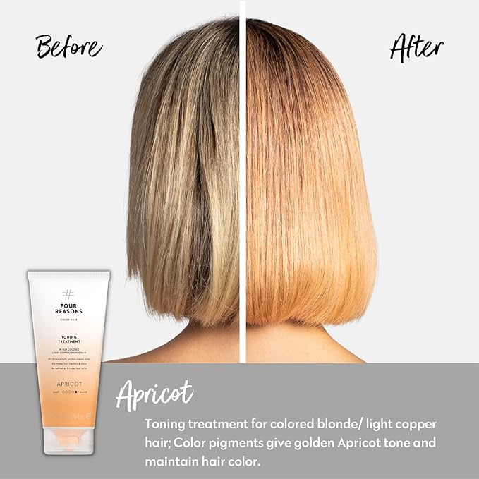 FOUR REASONS Color Depositing Shampoo for Color Treated Hair (Apricot, Golden Copper) - Sulfate Free, Vegan, 8.5 Fl Oz