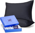 Kickoff Viscose Bamboo Pillowcase, King, Set of 2, 100% Organic Hidden Zippered Viscose Bamboo Pillow Case King Size, Cooling Pillow Cover for Hot Sleepers (20"x40", Onyx Black)