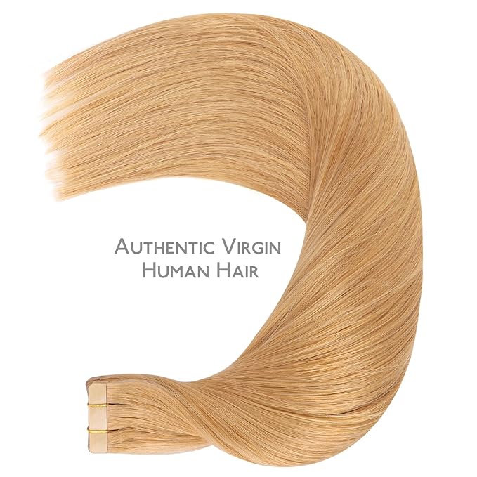 WENNALIFE Tape in Hair Extensions Human Hair, 20pcs 60g 26 inch Strawberry Blonde Remy Hair Extensions Straight Human Hair Tape in Extensions Skin Weft Tape Extensions Human Hair